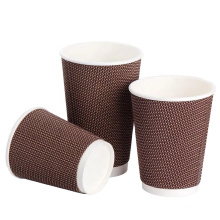 Food grade thick single wall kraft paper cup for hot and cold drink ripple wall paper cup